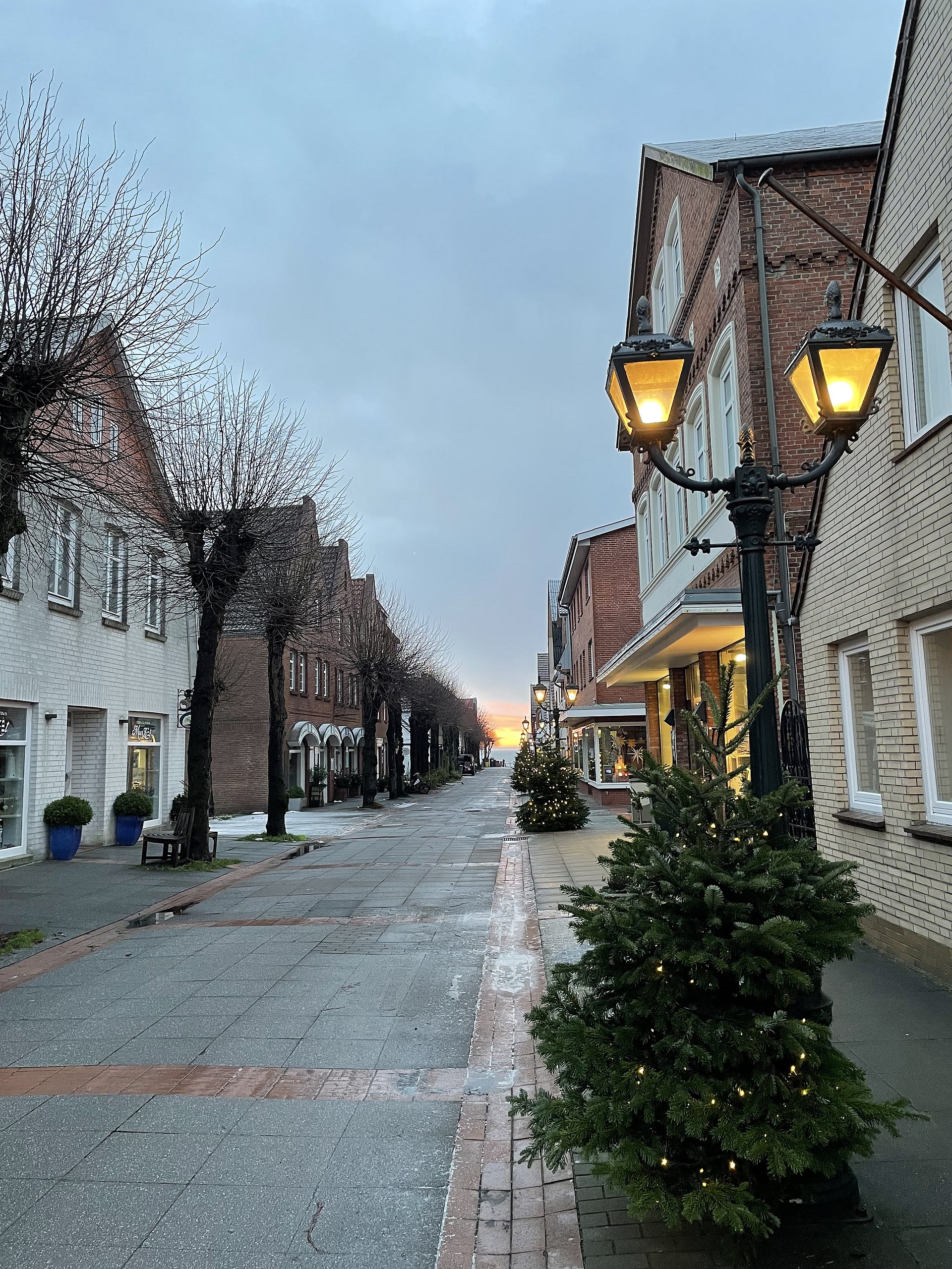 Die Mittelstraße in Wyk auf Föhr im Winter