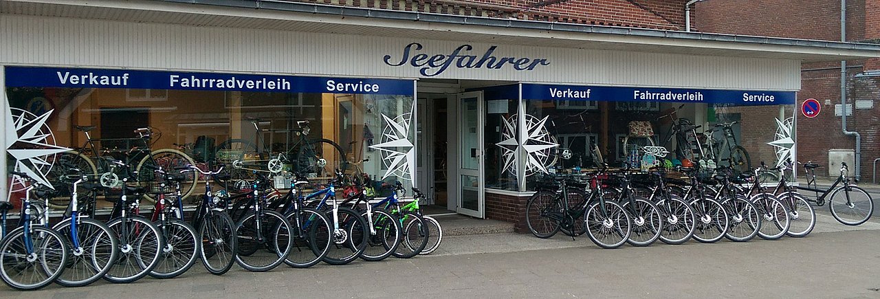 Der Eingang des Fahrradverleih Seefahrer auf Föhr
